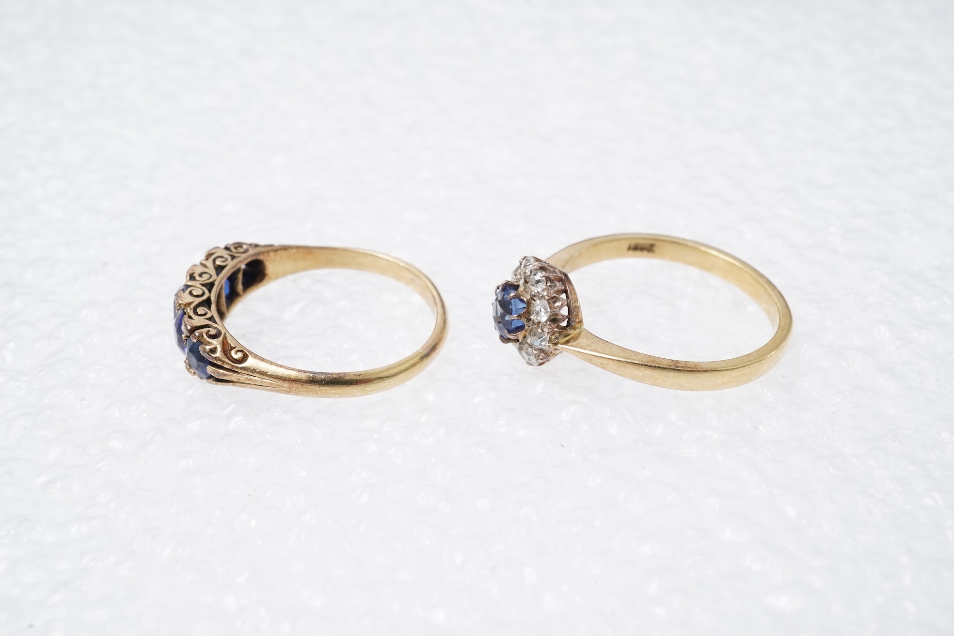 Two sapphire and diamond rings, early 20th century